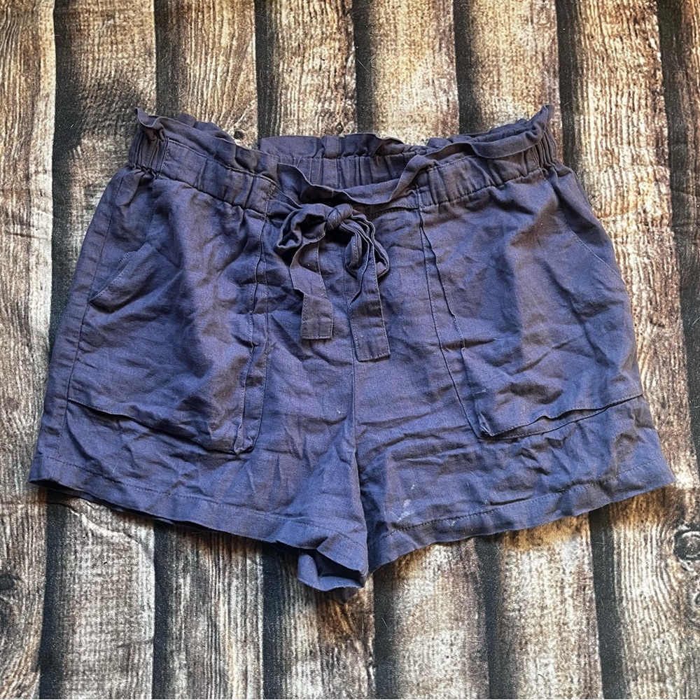 🎀5/$30 Dark Blue Linen Blend Paper Bag Shorts